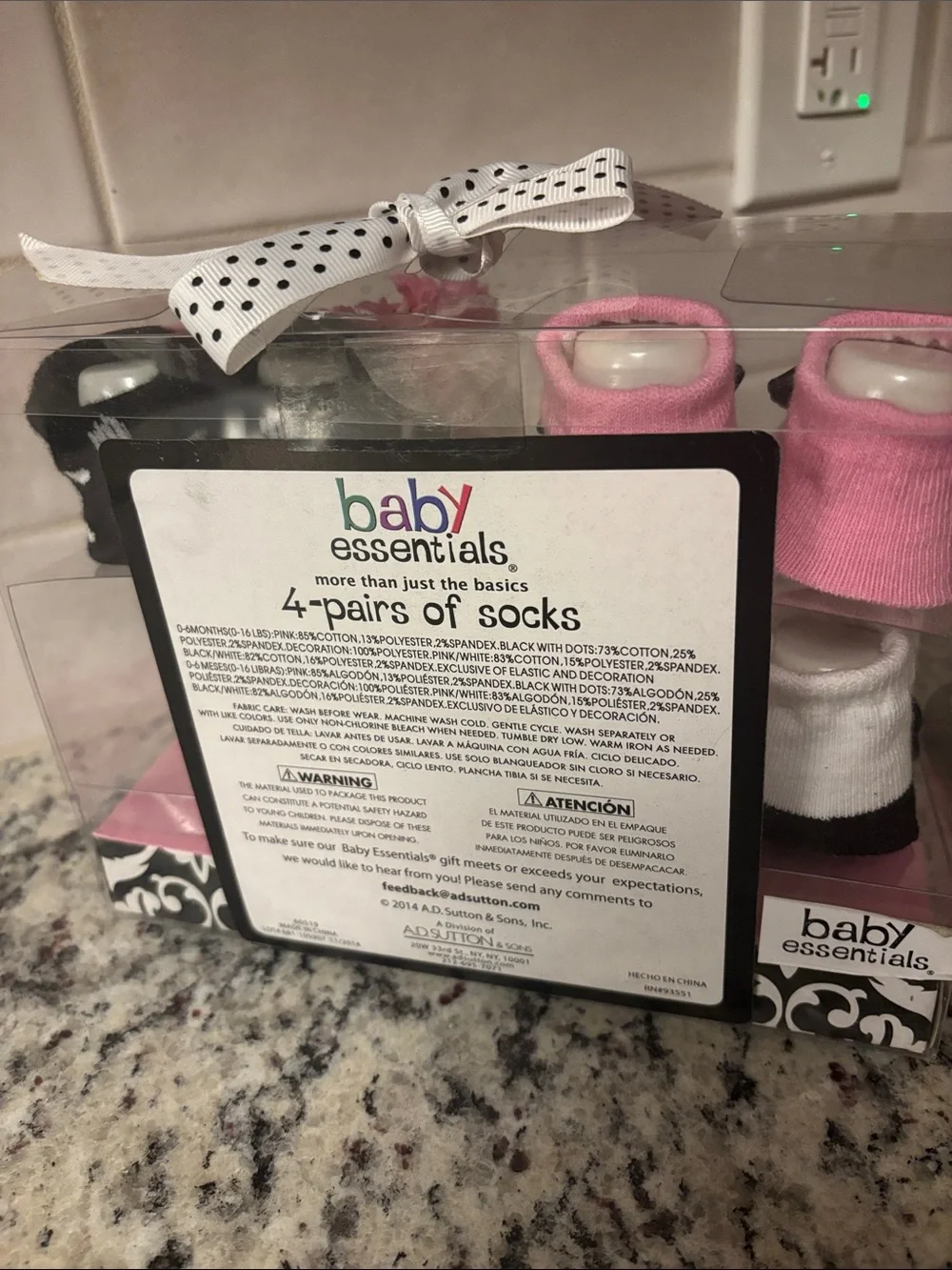 Pink and Black Girls 4-Pair Sock & Bootie Gift Set 0-6 mo.